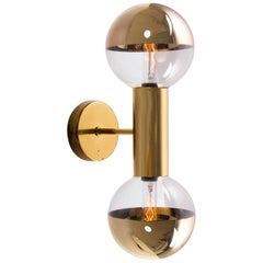 Golden Sputnik Wall Sconce Glass & Brass by Motoko Ishii, Staff, Germany, 1970s