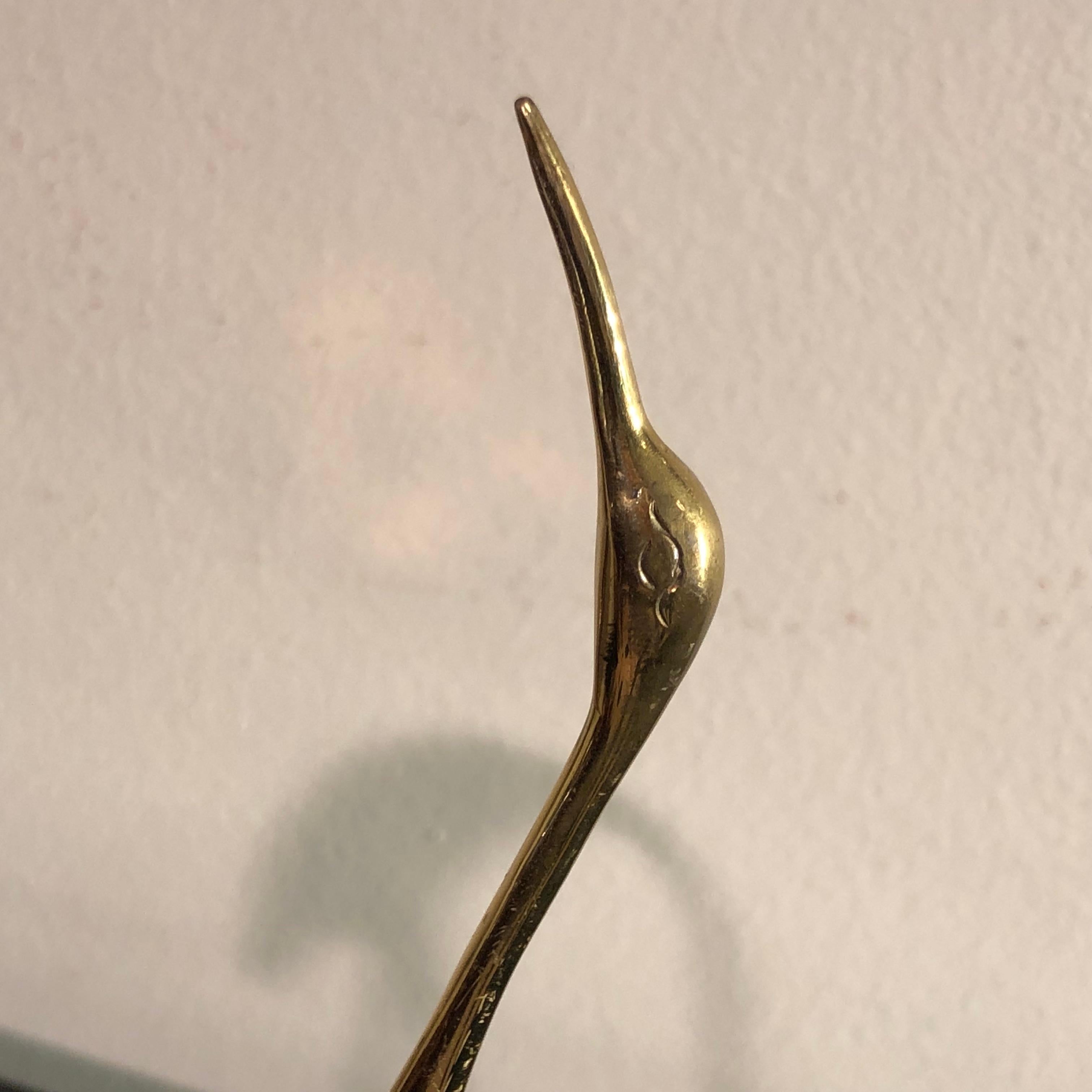 20th Century Gold Brass Animal Sculptures Representing Little Herons Form France from 1970s