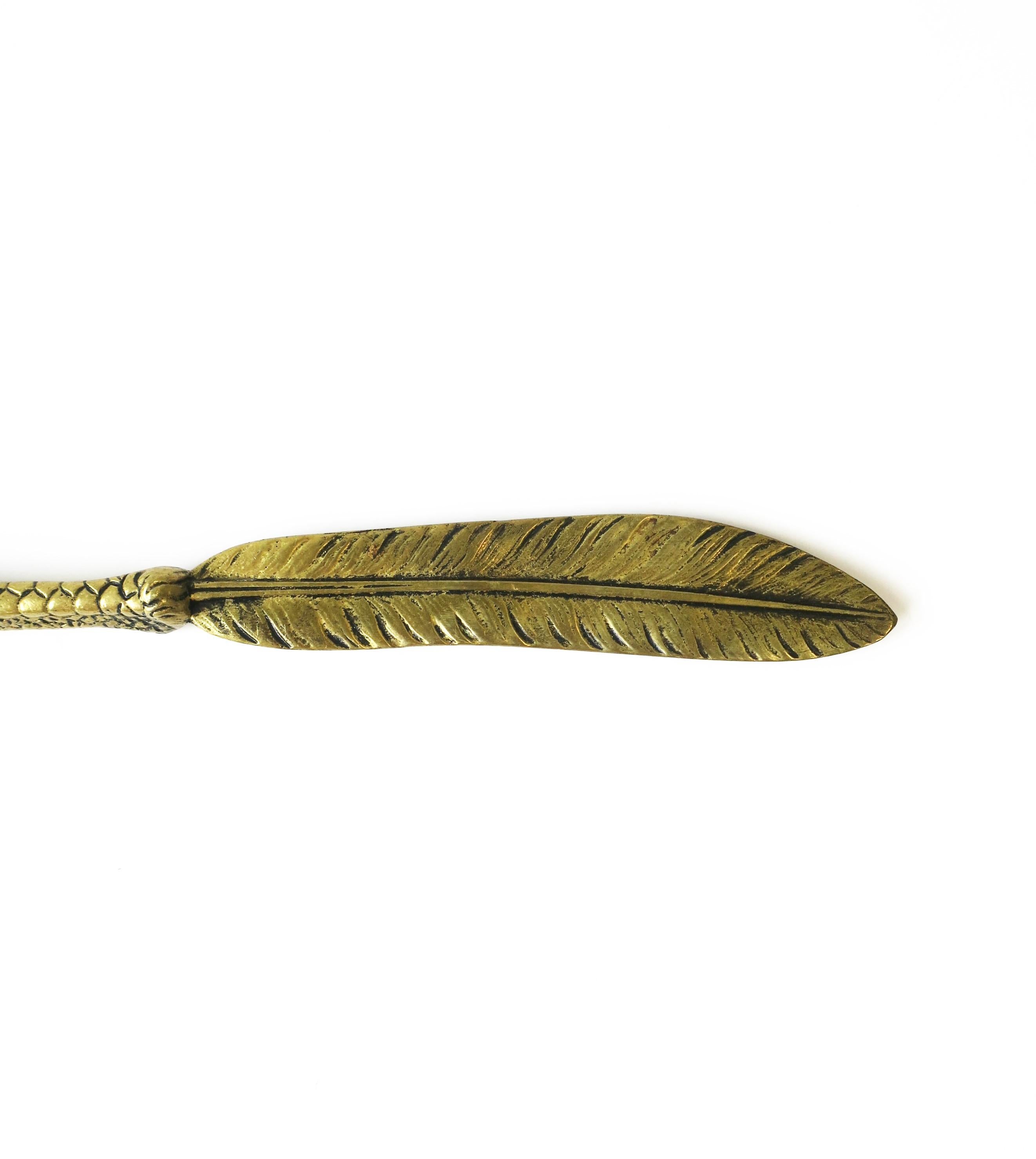 Gold Brass Bird Claw and Feather Letter Opener 5