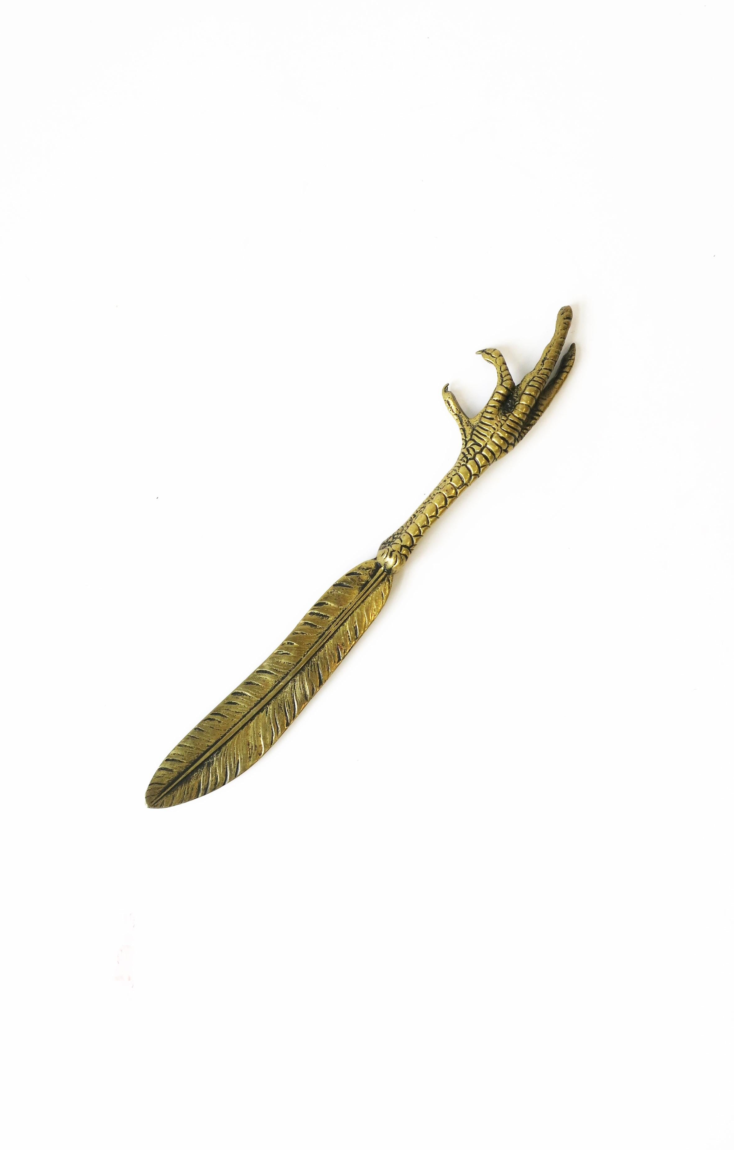 Gold Brass Bird Claw and Feather Letter Opener In Good Condition In New York, NY
