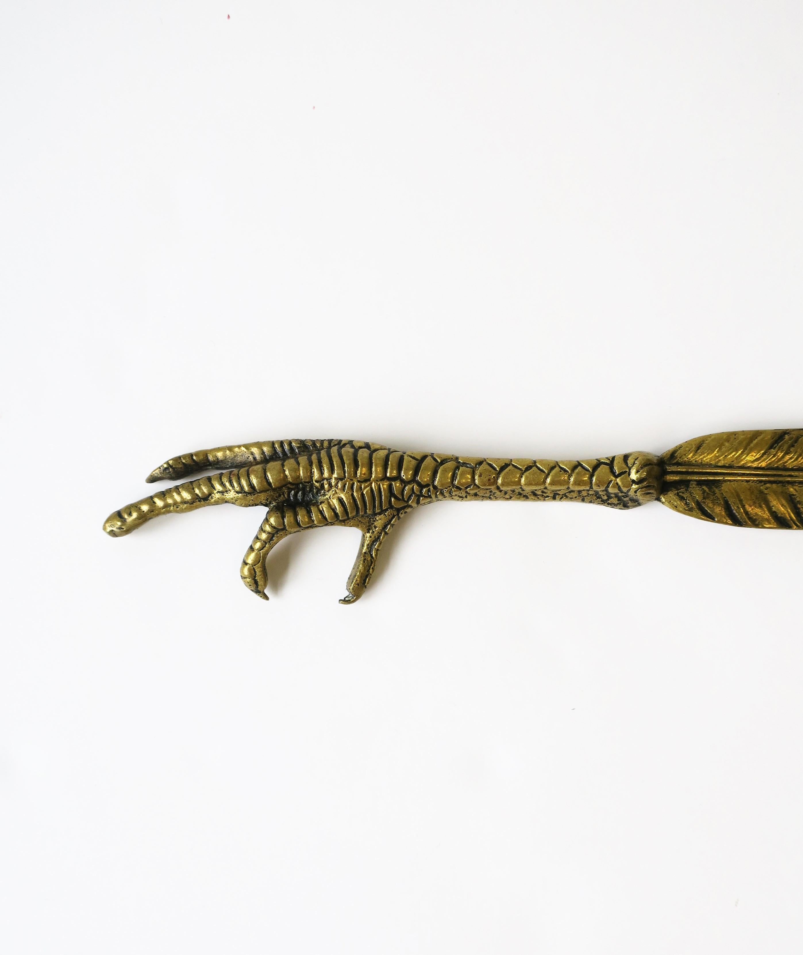 Gold Brass Bird Claw and Feather Letter Opener 4