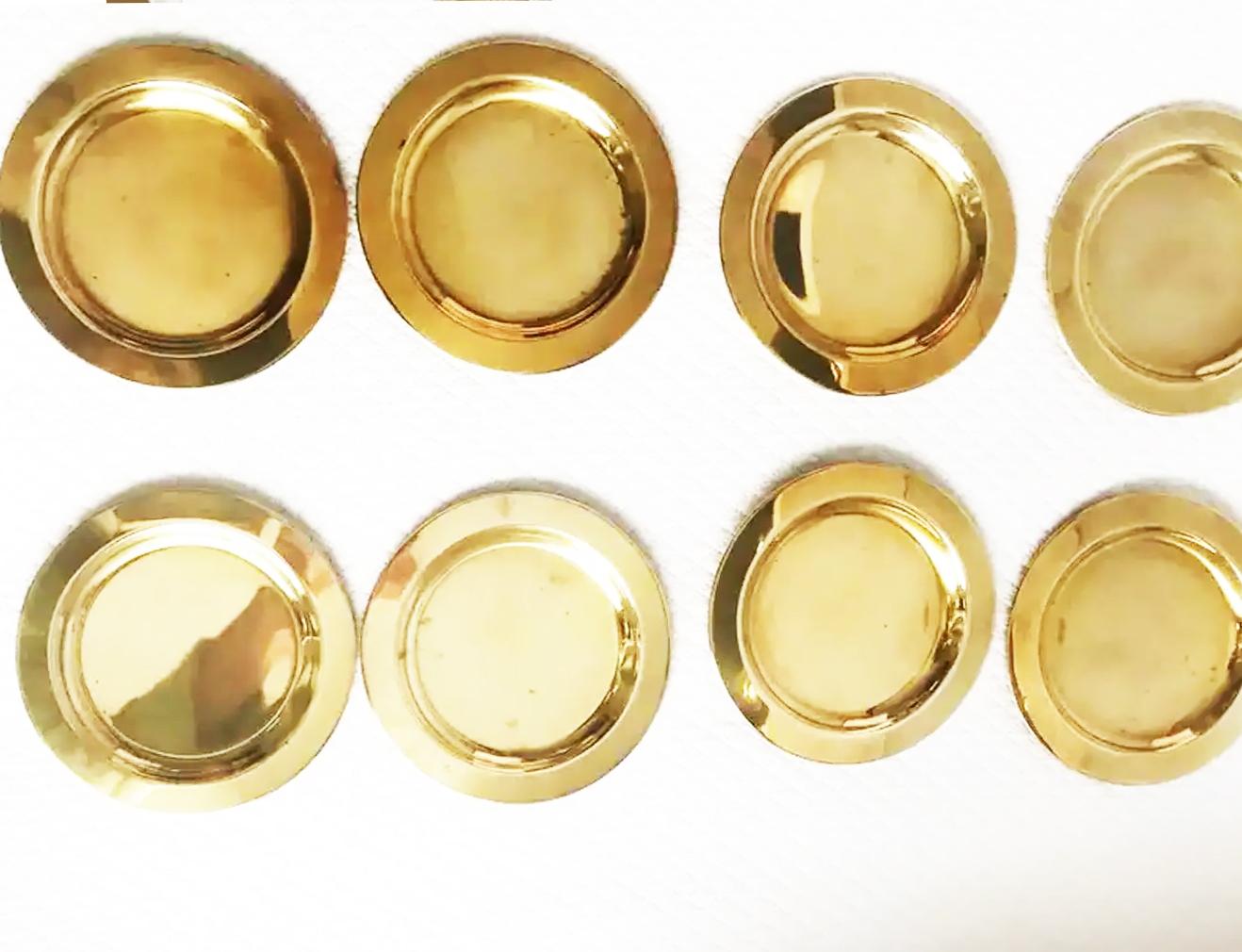 Gold Brass Bread Dishes or Plates Italy Midcentury 12 Serving Lot In Excellent Condition For Sale In Mombuey, Zamora