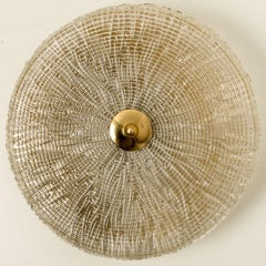 Gold Brass Clear Glass Flush Mount, Fagerlund, 1960s