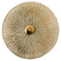 Gold Brass Clear Glass Flush Mount, Fagerlund, 1960s