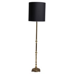 Stehlampe aus Goldmessing, italienisches Design, Stoffschirm, 20. Jahrhundert