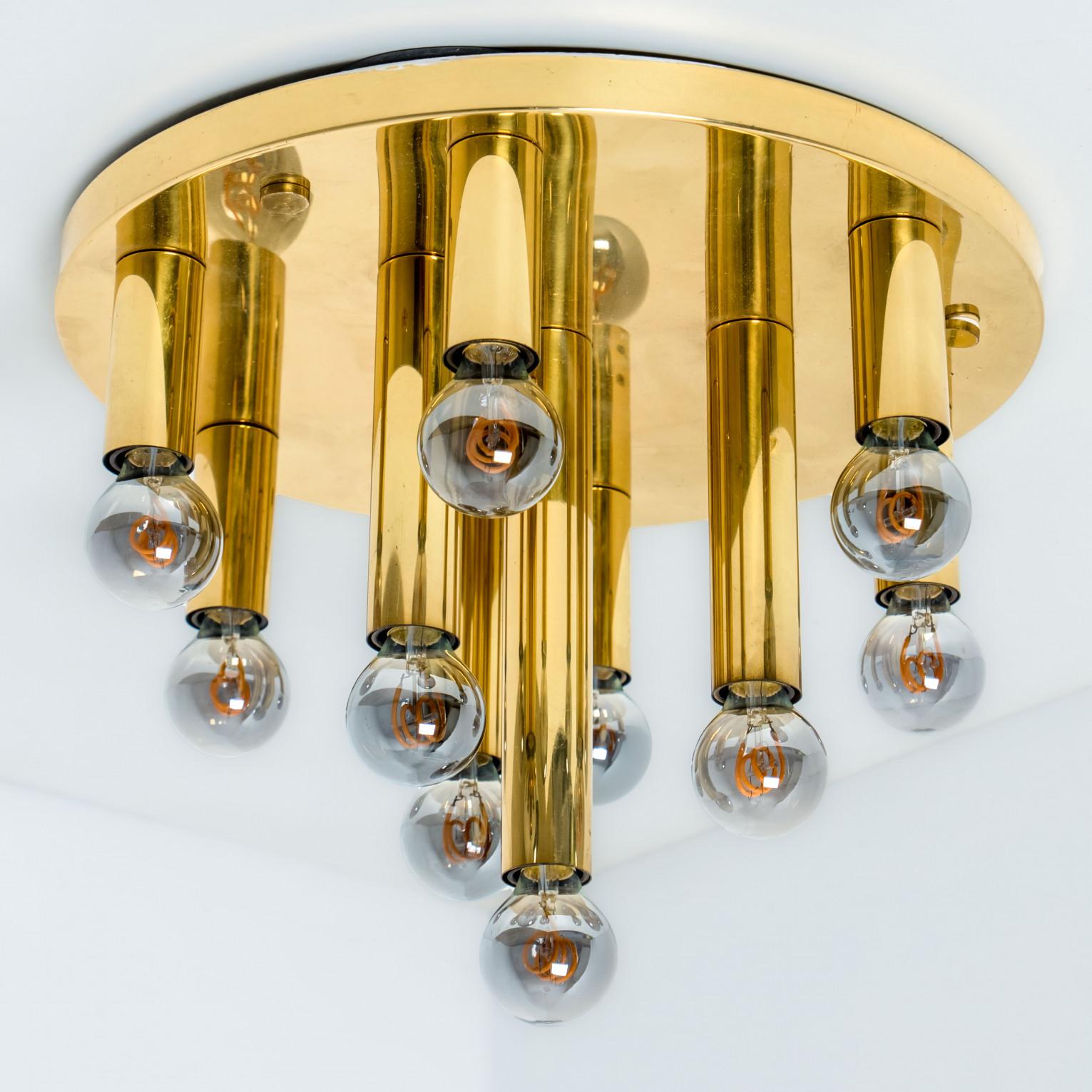 German Gold Brass Flush Mount, Cosack, 1970s For Sale