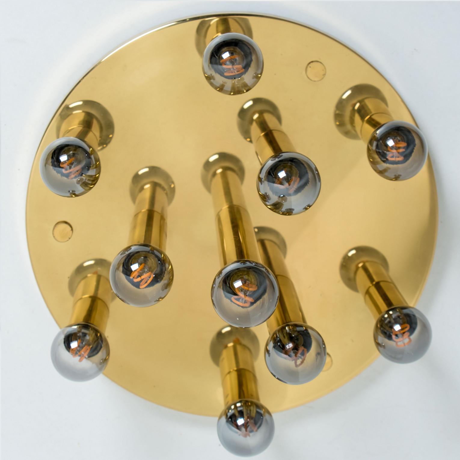 Gold Brass Flush Mount, Cosack, 1970s In Good Condition For Sale In Rijssen, NL