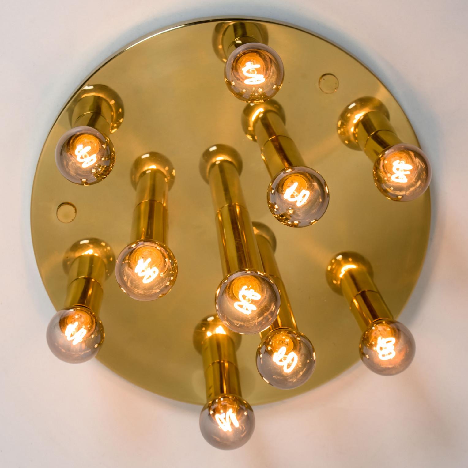 Gold Brass Flush Mount, Cosack, 1970s In Good Condition For Sale In Rijssen, NL