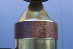 Gold Brass Italian Design 1970s Wood Part Fabric Round Dome