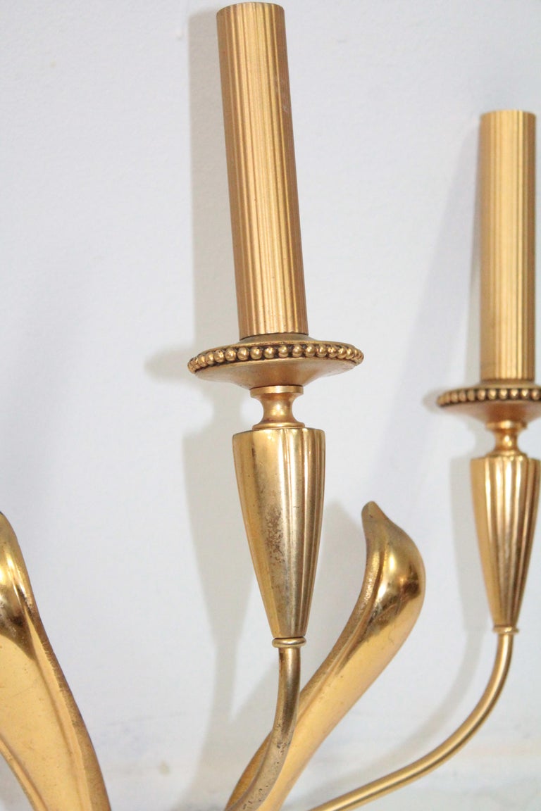 Gold Brass Sconces Sciolari Roma Art Deco, 1940s In Good Condition For Sale In Palermo, Palermo