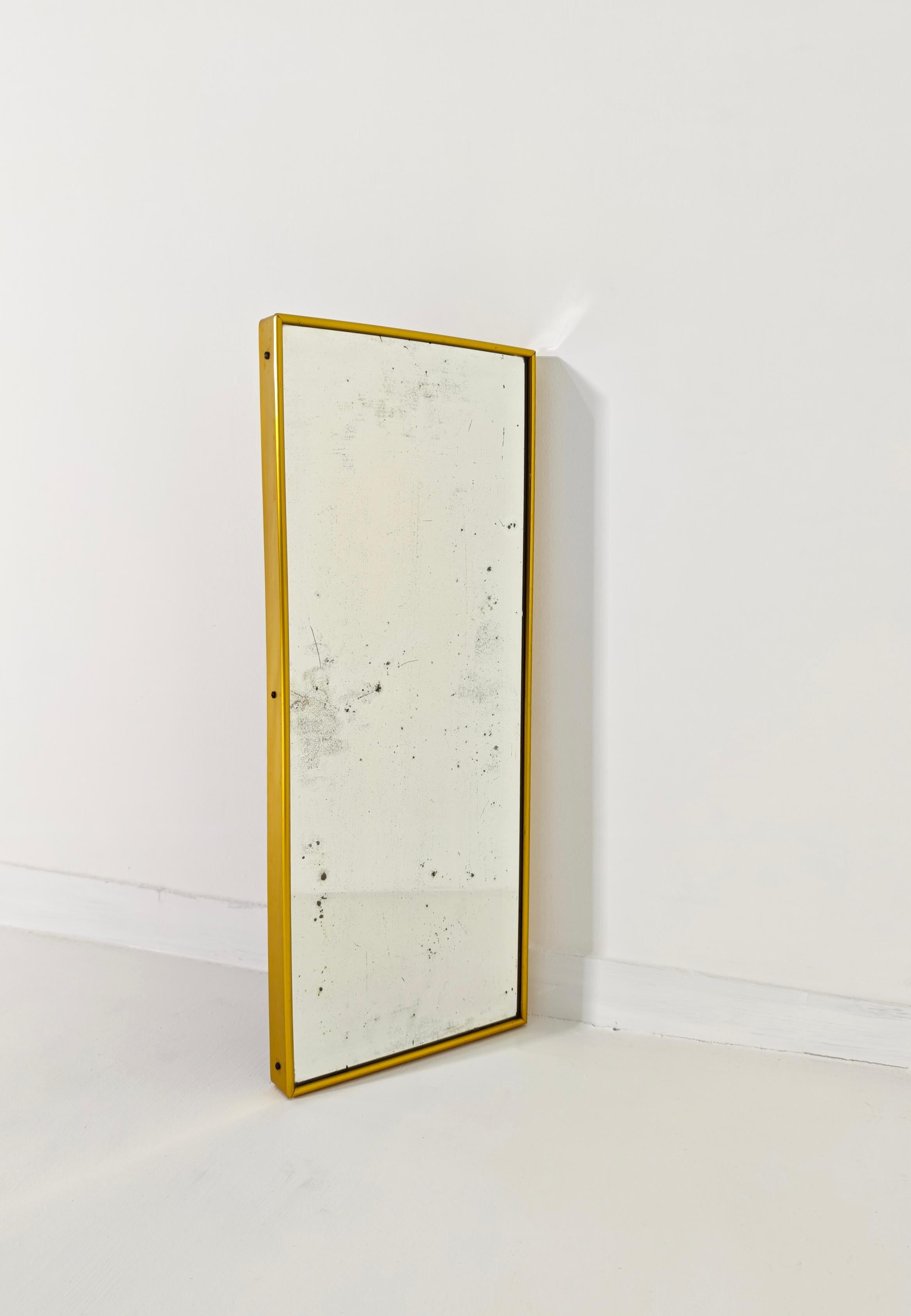 Miroir mural rectangulaire en laiton doré Mid-Century Modernity Italy 1950s en vente 3