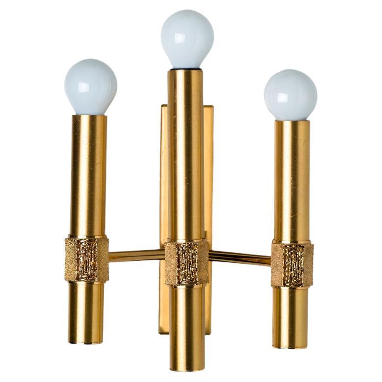 Gold Brass White Glass Wall Light by Angelo Brotto For Sale