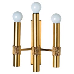 Gold Brass White Glass Wall Light by Angelo Brotto