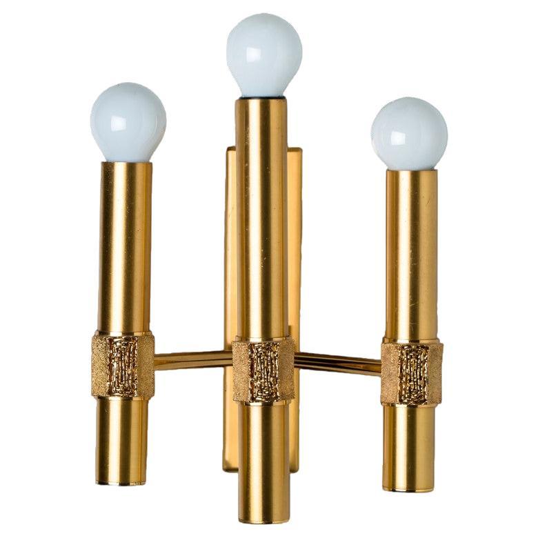Gold Brass White Glass Wall Light by Angelo Brotto For Sale