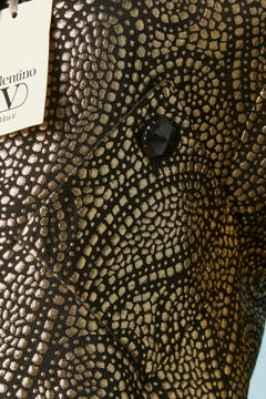 Gold brocade and black velvet evening skirt suit Valentino Miss V NEW