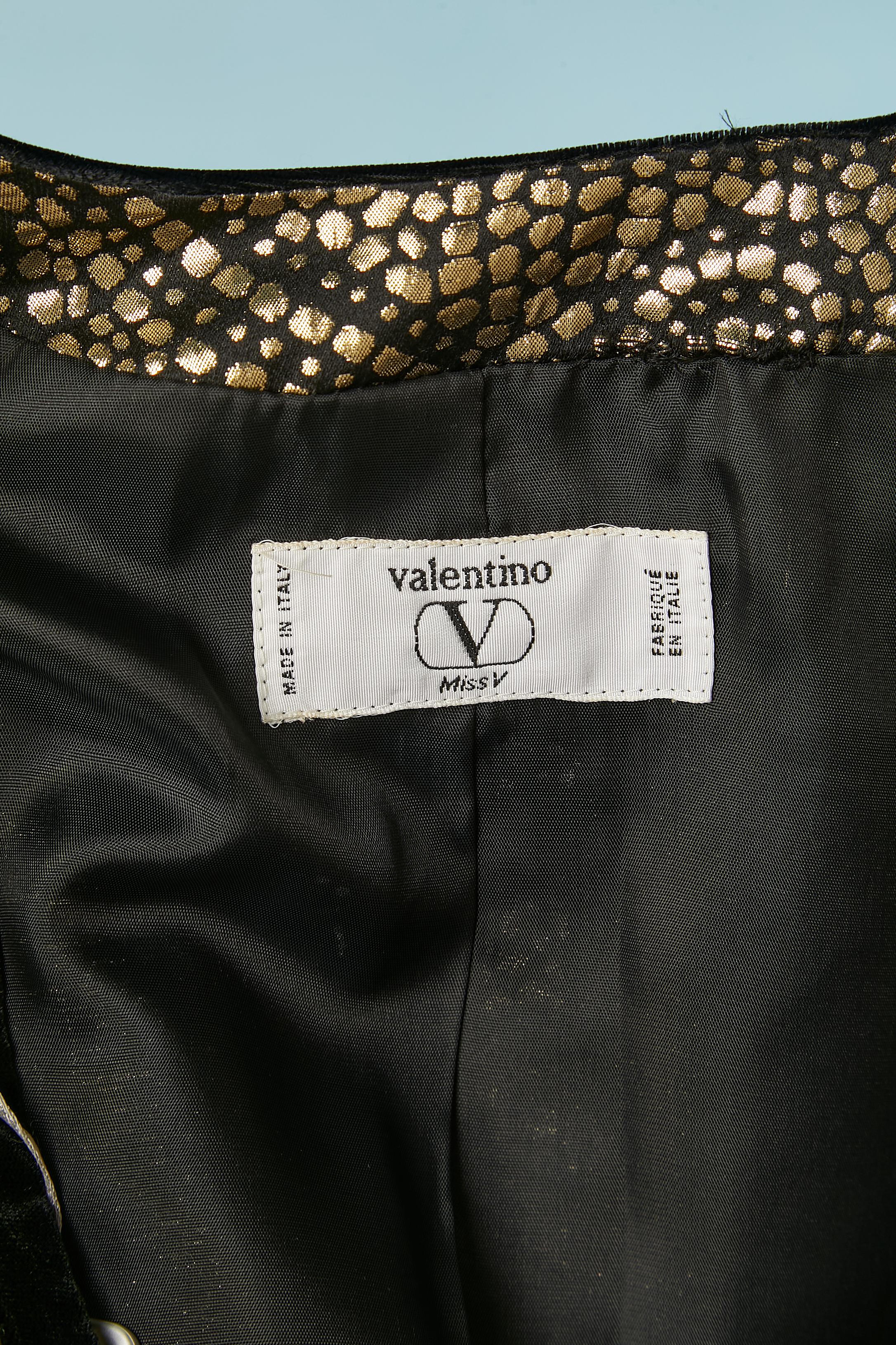 Gold brocade and black velvet evening skirt suit Valentino Miss V NEW  2