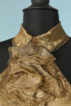 Gold brocade backless top with ruffles jabot on the front Chantal Thomass
