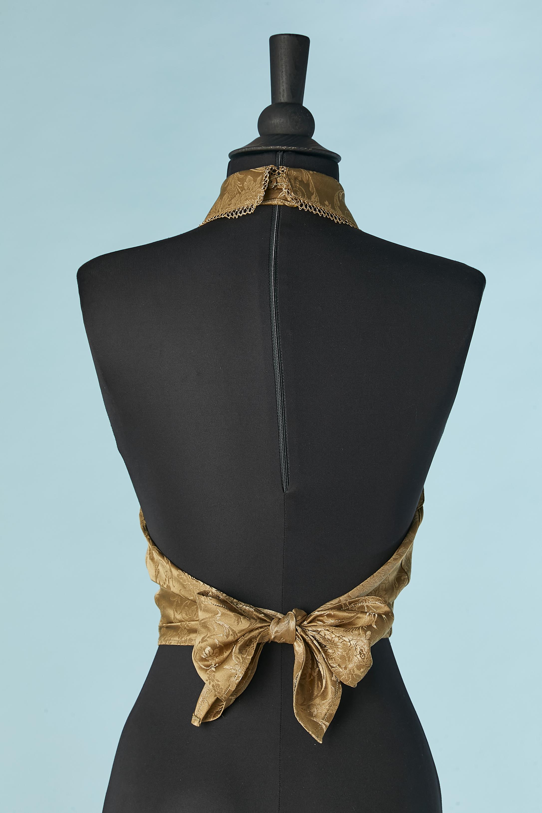Women's Gold brocade backless top with ruffles jabot on the front Chantal Thomass
