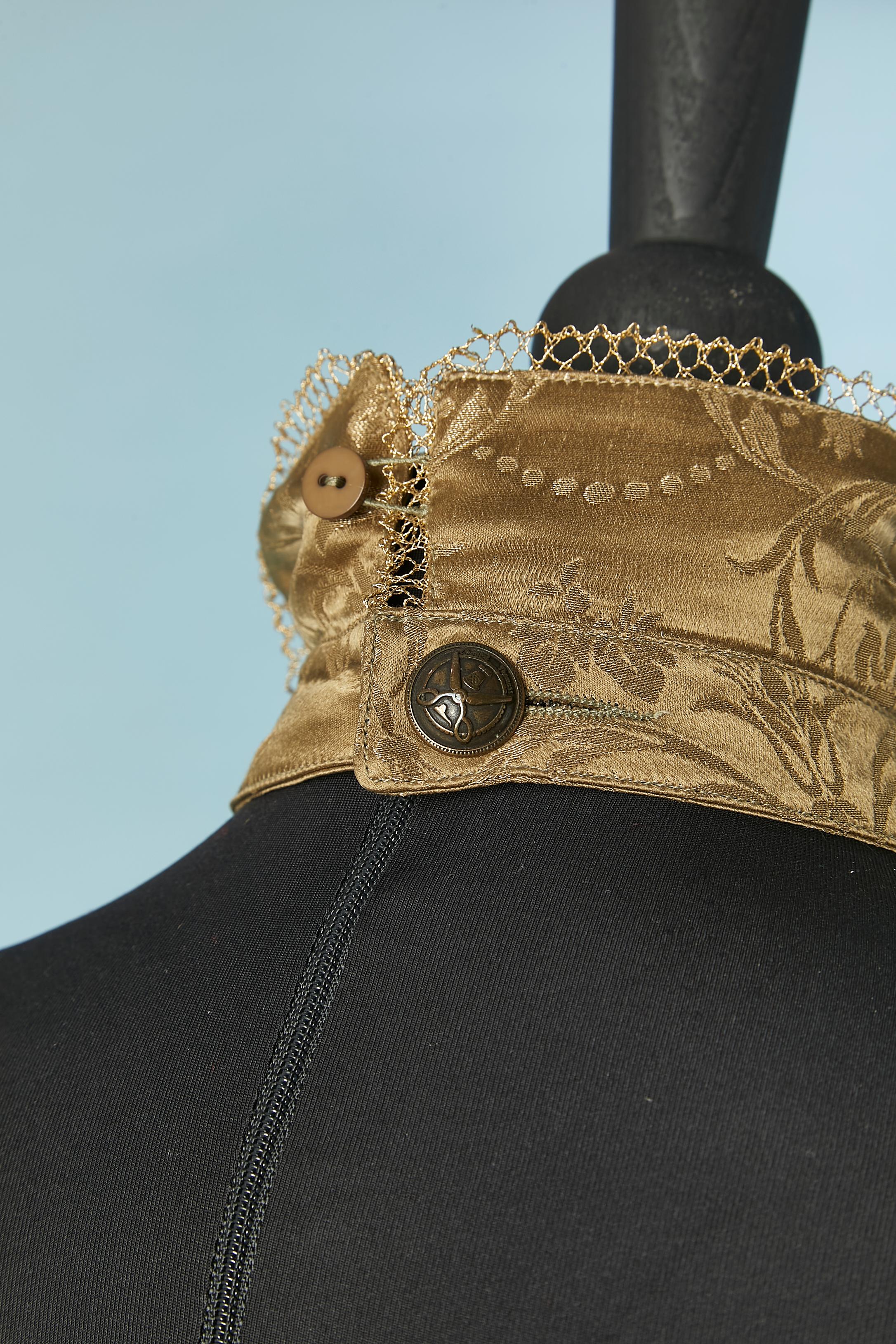 Gold brocade backless top with ruffles jabot on the front Chantal Thomass 1