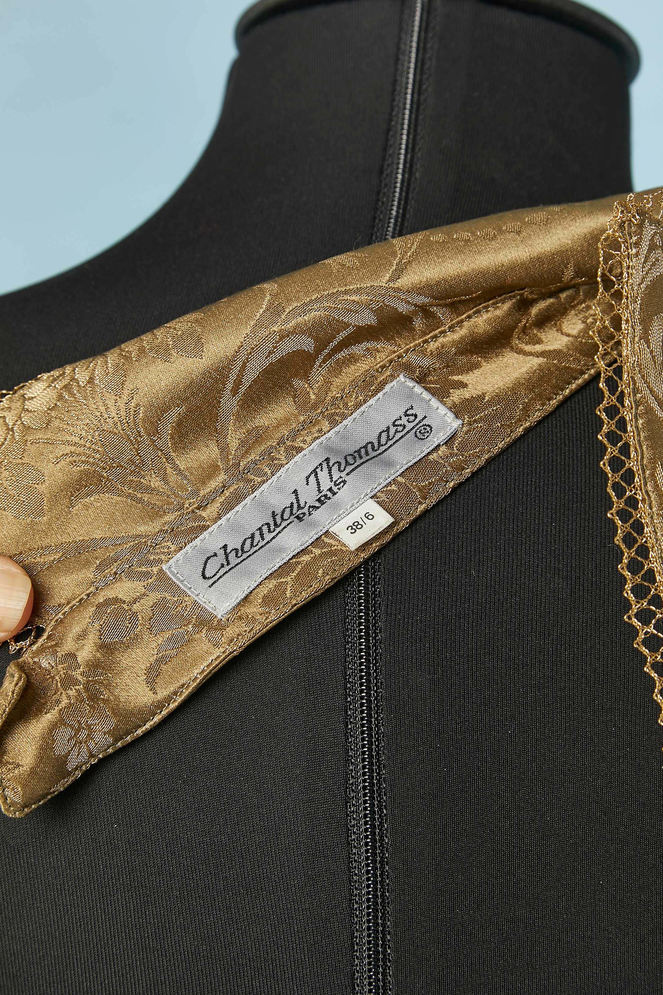 Gold brocade backless top with ruffles jabot on the front Chantal Thomass 2