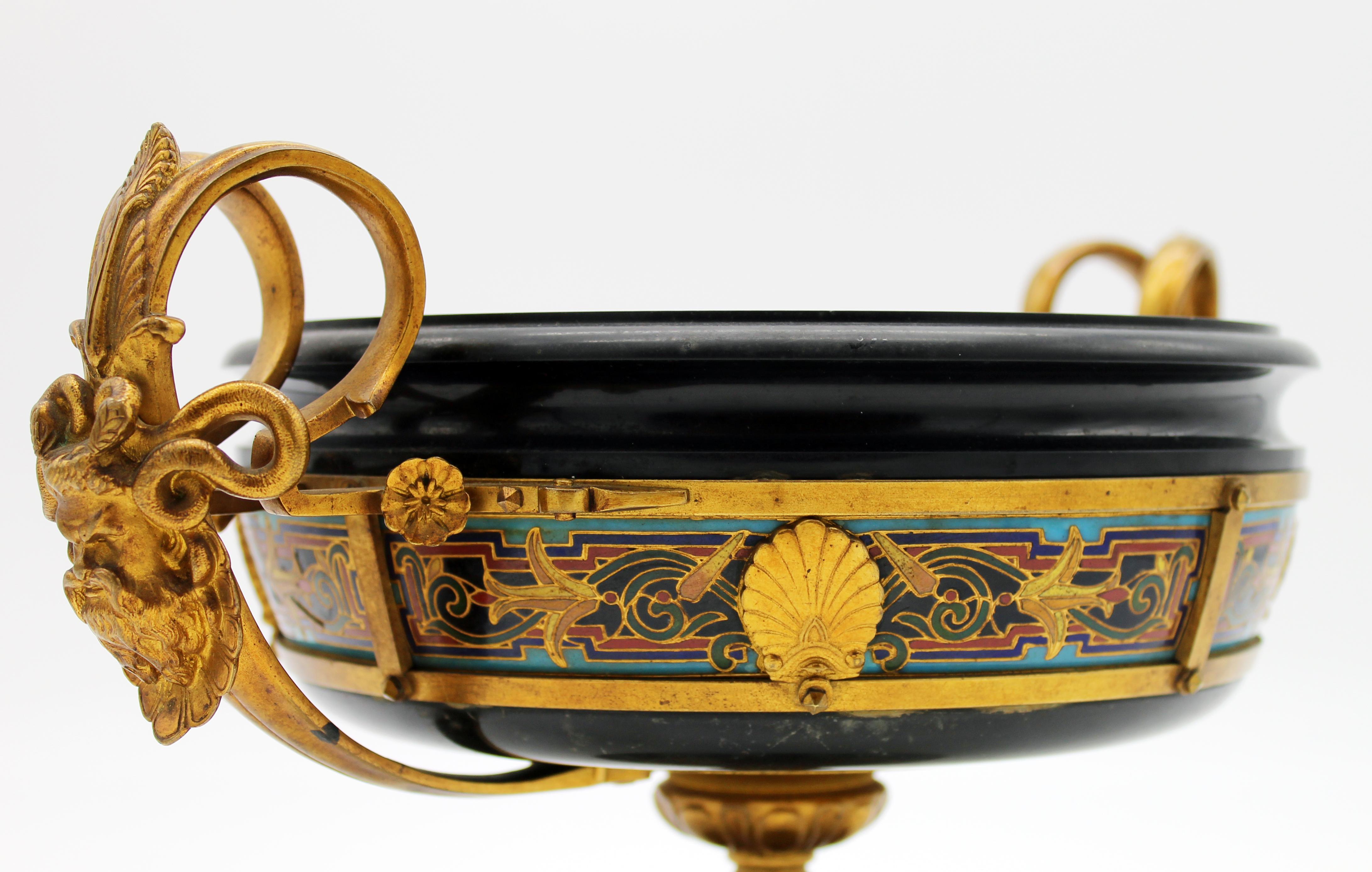 Gold Bronze and Marble Tazza by Barbedienne Attributed to Louis Constant Sevine 3