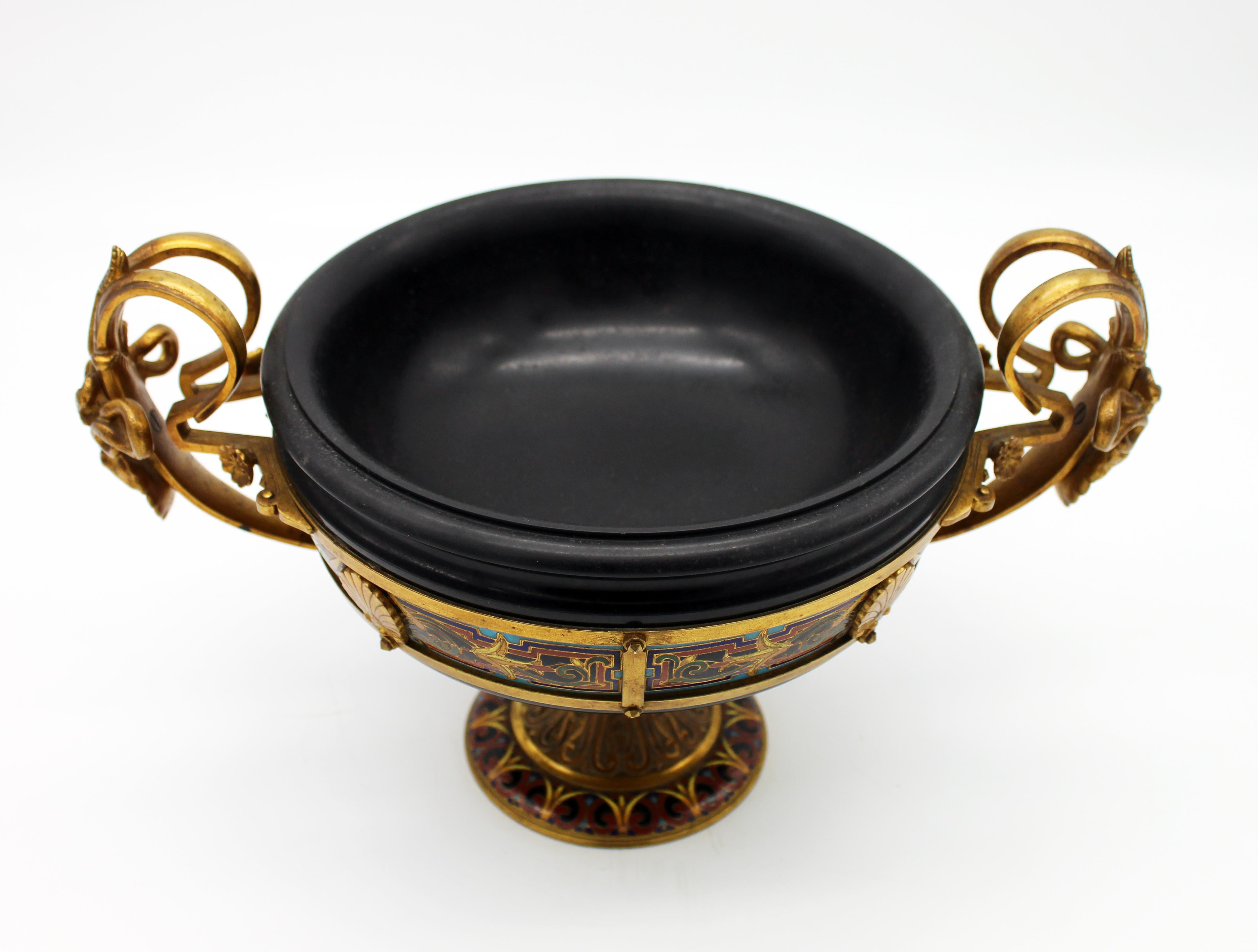 Neoclassical Gold Bronze and Marble Tazza by Barbedienne Attributed to Louis Constant Sevine