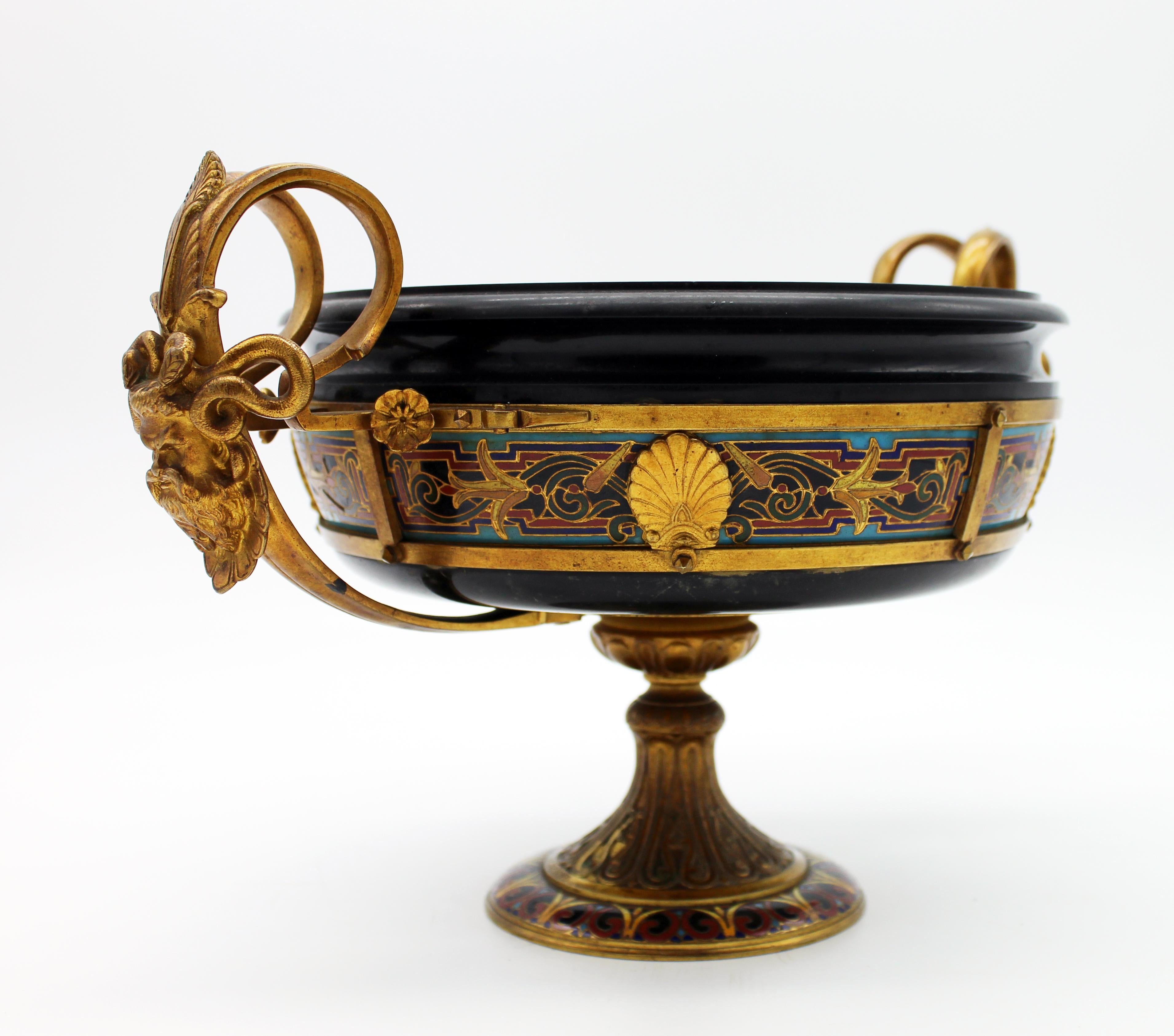 French Gold Bronze and Marble Tazza by Barbedienne Attributed to Louis Constant Sevine