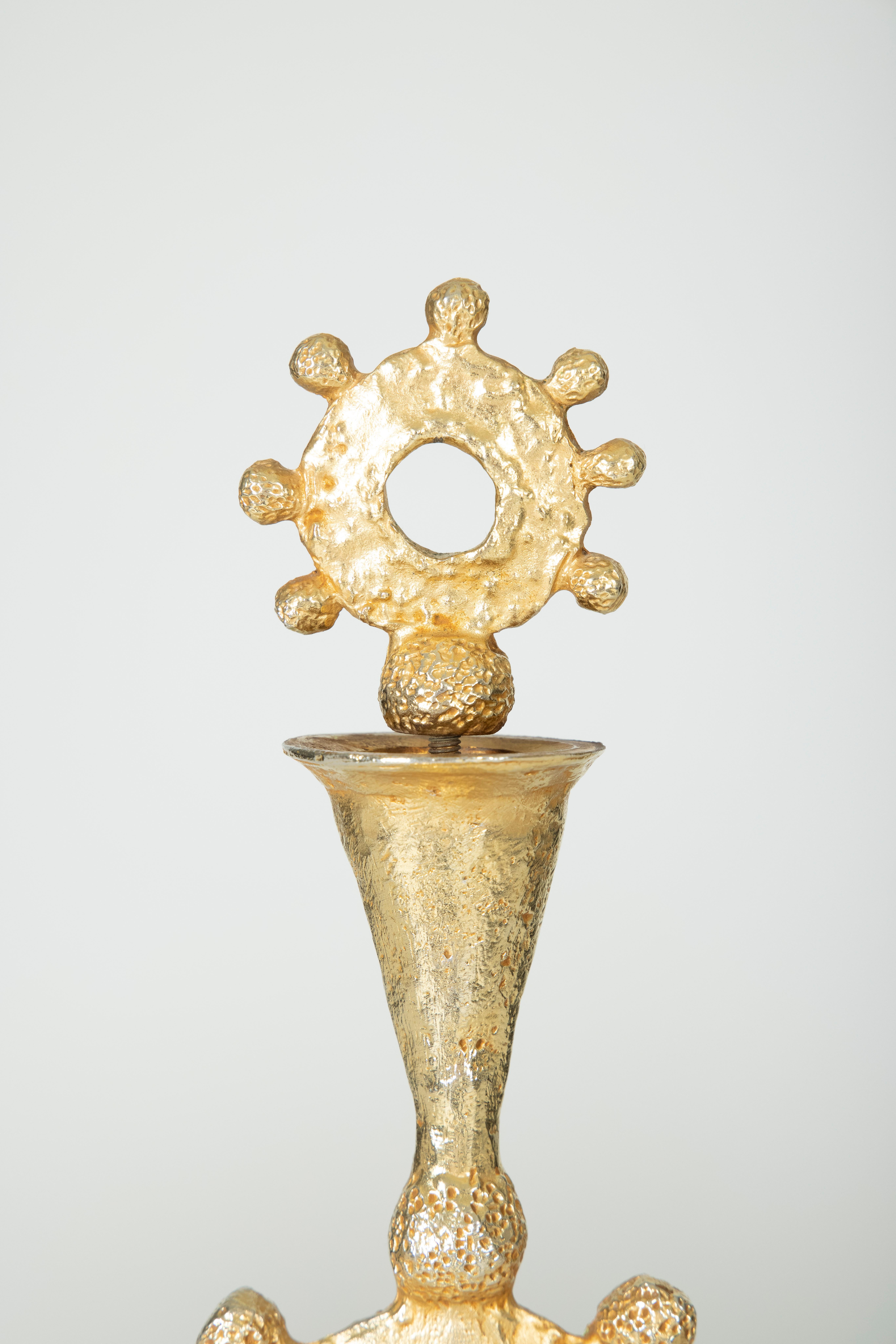 Gold Bronze Candle Holder Pierre Casenove for Fondica, 1990s 4