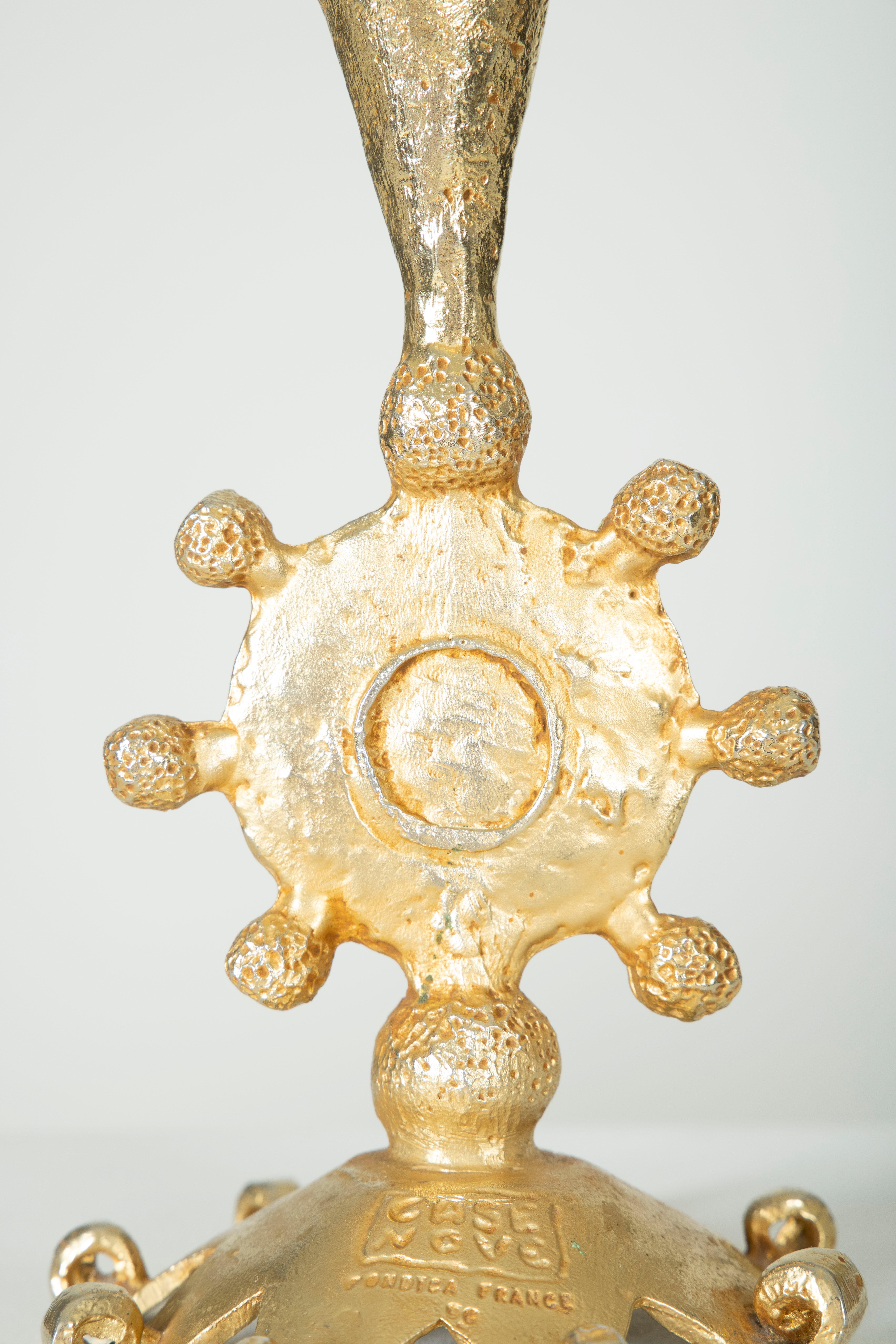 Gold Bronze Candle Holder Pierre Casenove for Fondica, 1990s 5