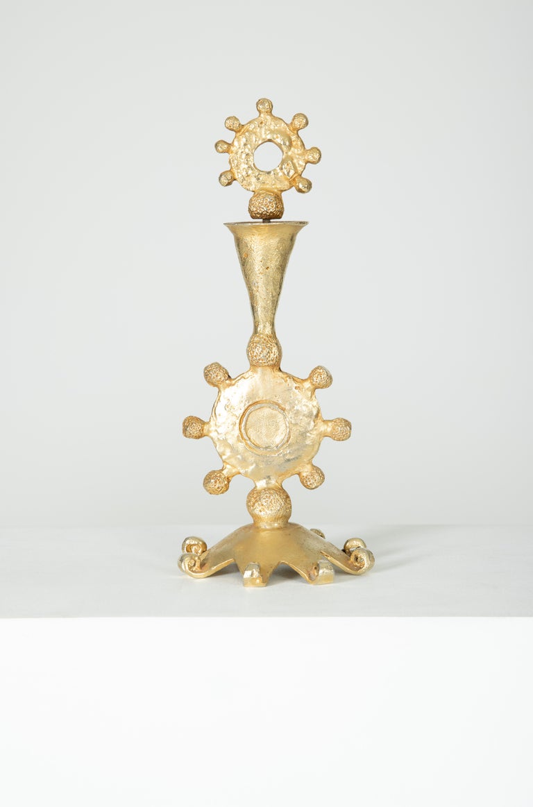 Gold Bronze Candle Holder Pierre Casenove for Fondica, 1990s For Sale