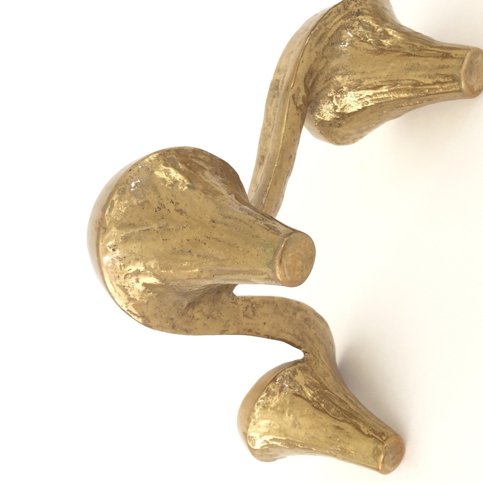 Gold Bronze Candle Holders, circa 1980, France 4