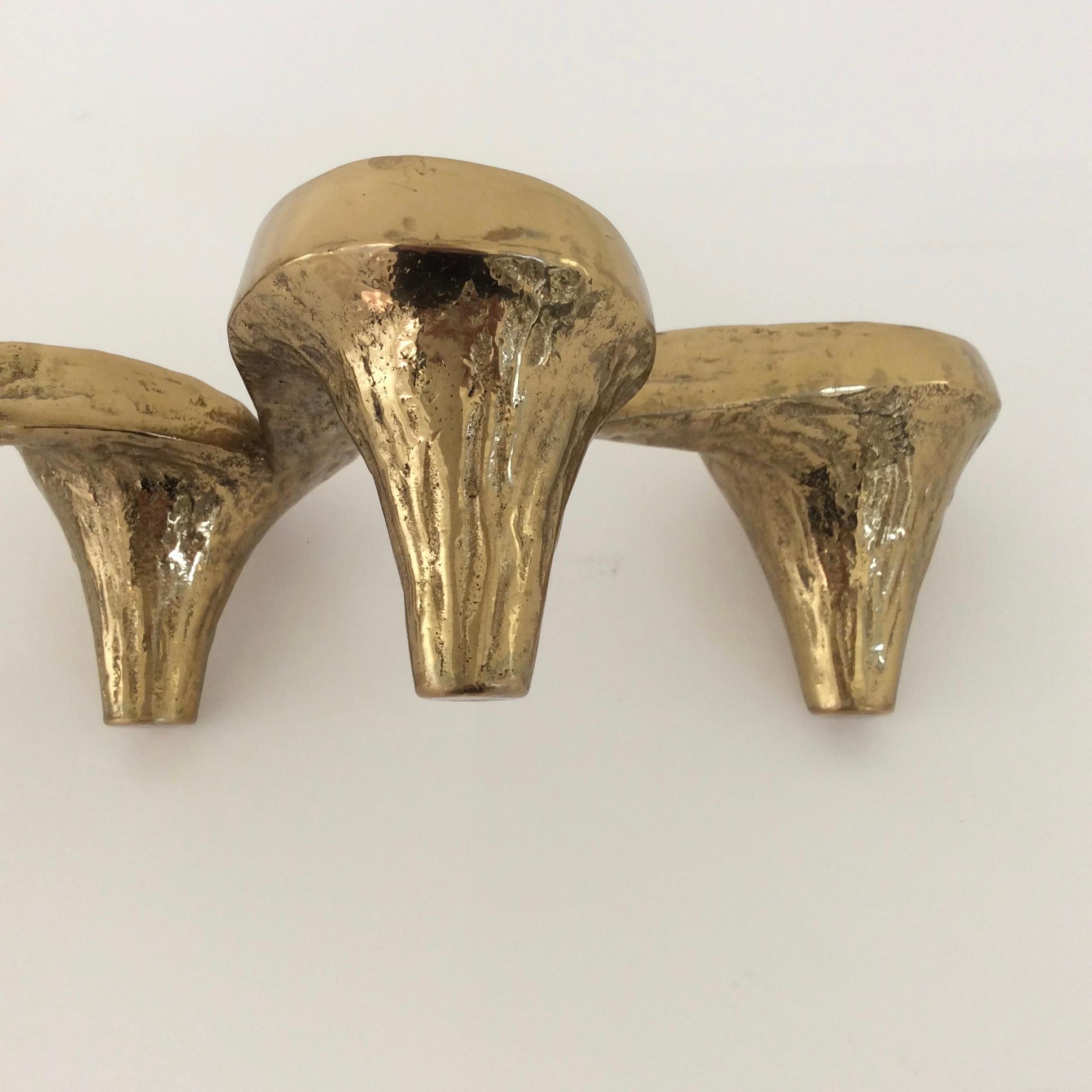 Gold Bronze Candle Holders, circa 1980, France 5