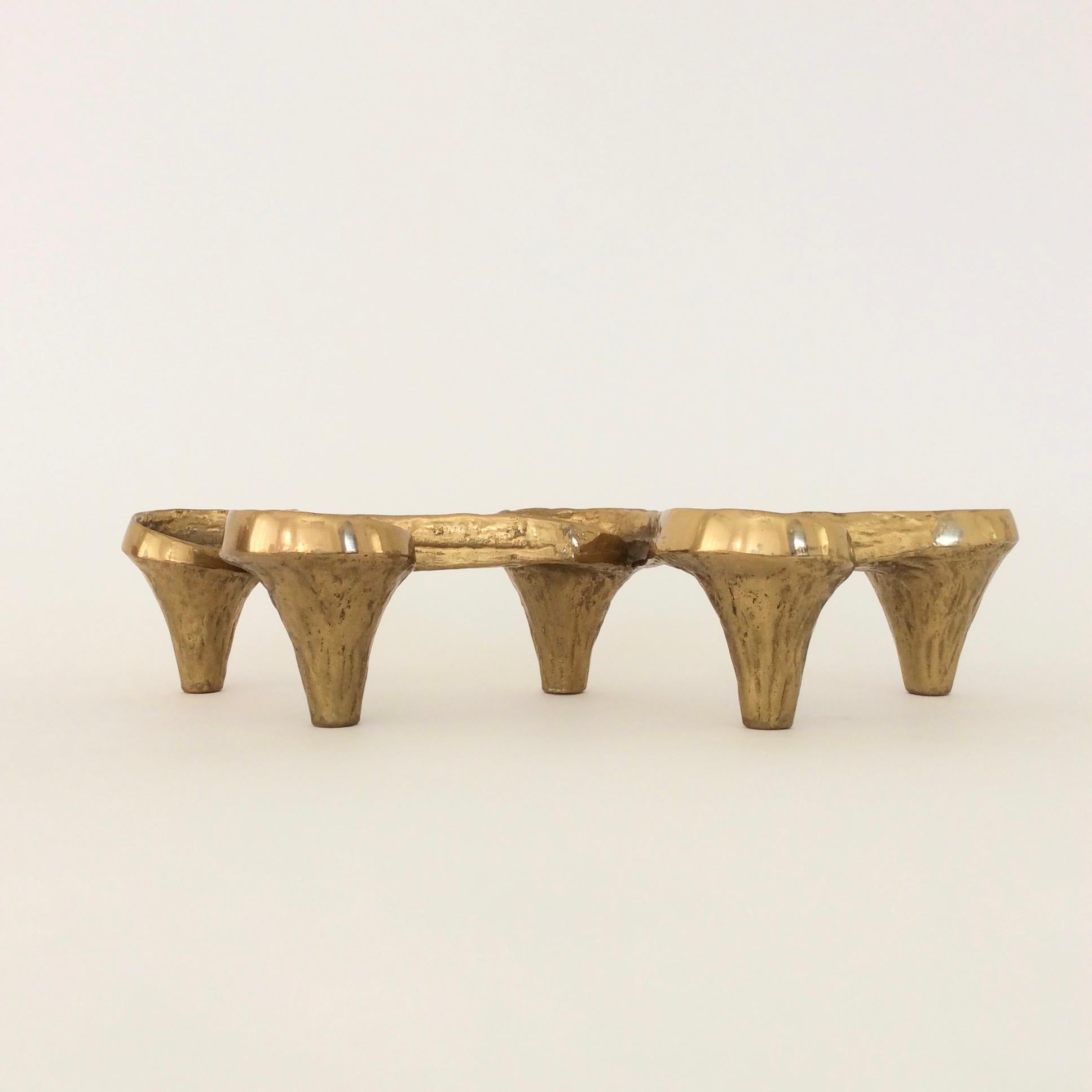 French Gold Bronze Candle Holders, circa 1980, France