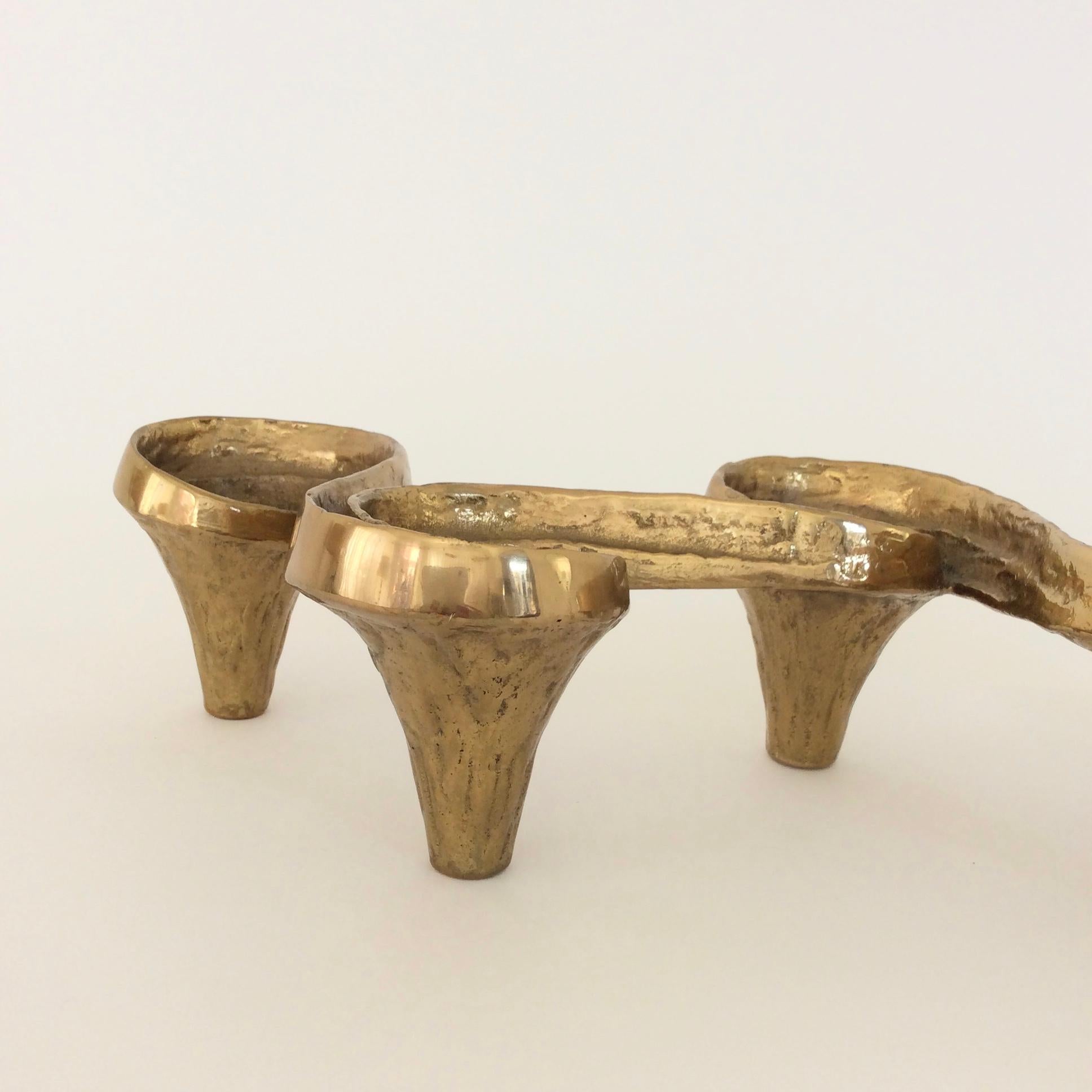 Gold Bronze Candle Holders, circa 1980, France In Good Condition In Brussels, BE