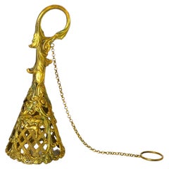 Antique Gold Bronze Candle Snuffer in the Regency Style