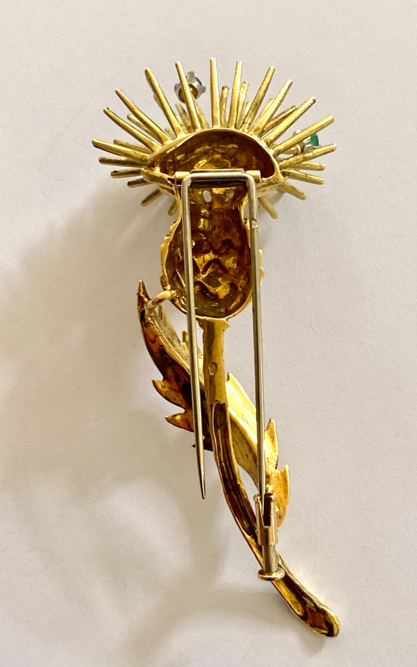 Gold Brooch, Pineapple, France, 1960 In Good Condition For Sale In Heerlen, NL
