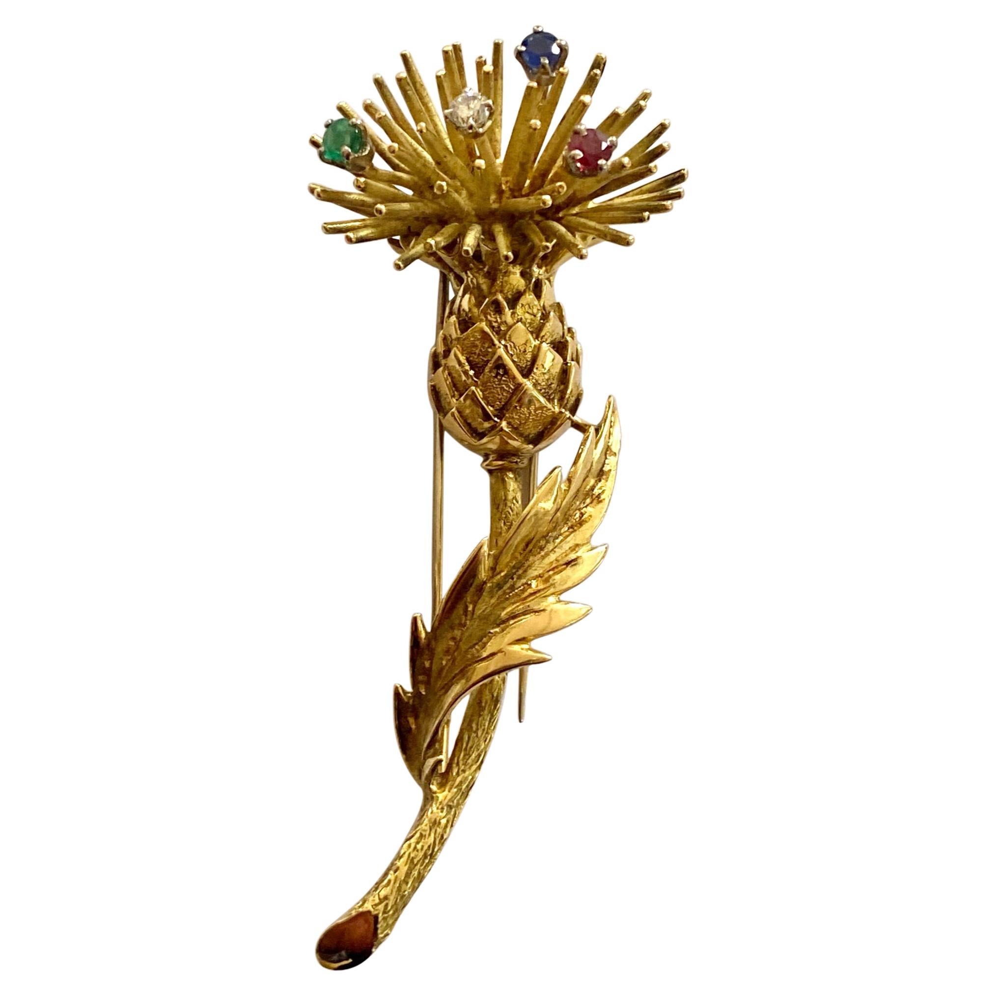 Gold Brooch, Pineapple, France, 1960 For Sale
