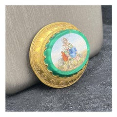 Gold Brooch with Micromosaic 'around 1850' Depicting a Woman in a Lazio Costume