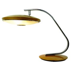 Gold Brown and Metal Midcentury Desk Lamp Mod. 520 by Fase Madrid Spain
