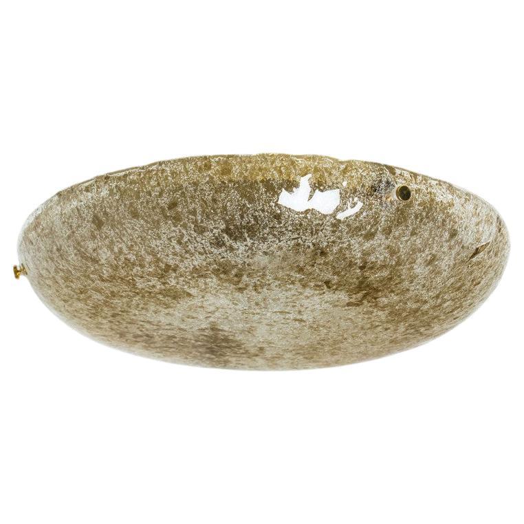 Gold Brown and Textured Glass Flush Mount by Hillebrand - 1960s