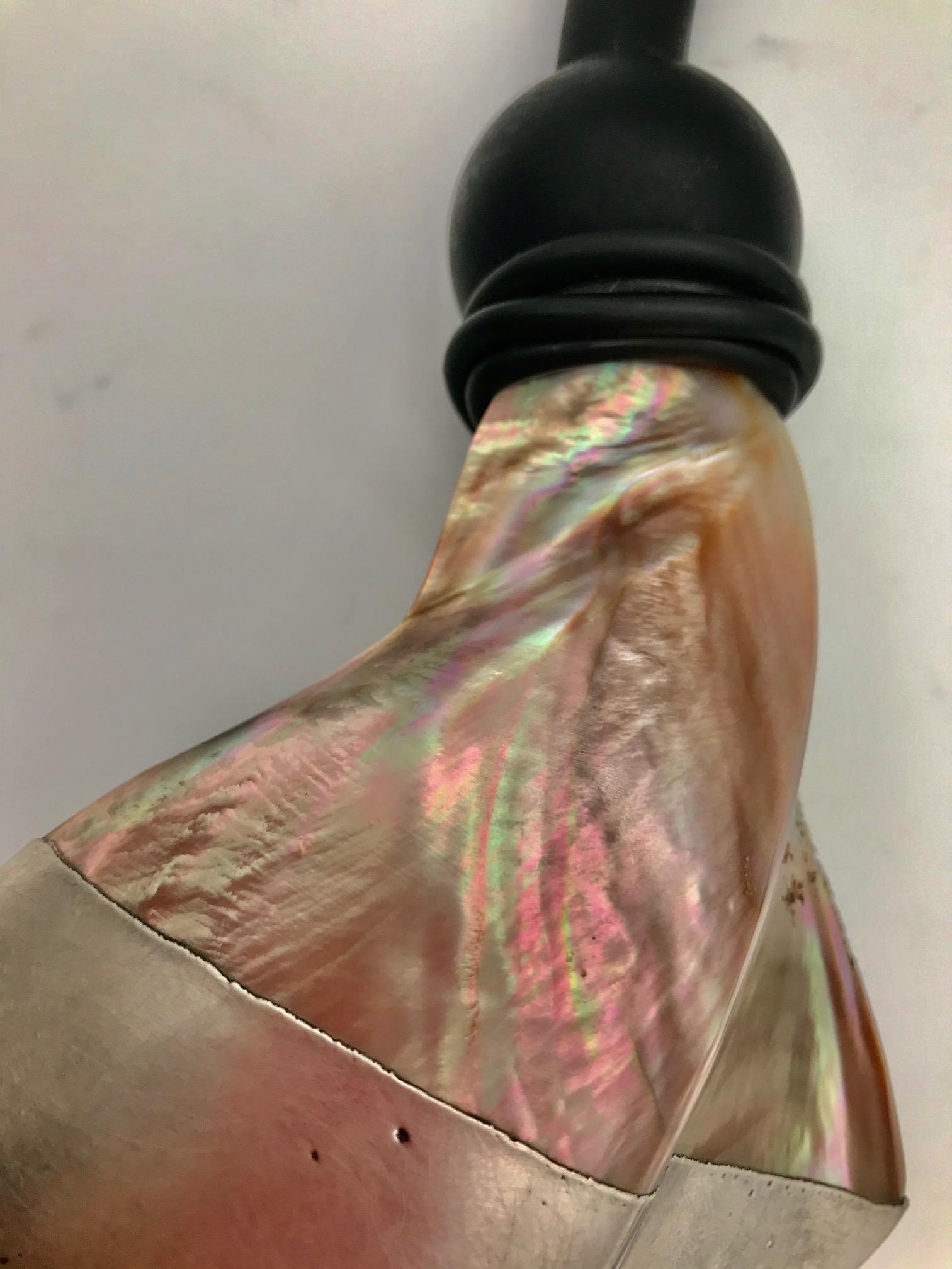 Contemporary Gold/brown iridescent nacre , Pteria Penguin Silvered Pendant, by Sylvia Gottwald For Sale