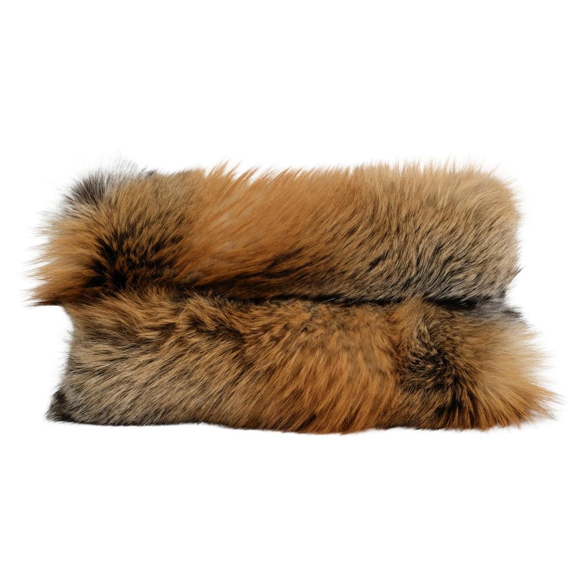 Gold Brown Natural Fur Pillow Cushion by Muchi Decor For Sale