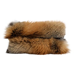 Gold Brown Natural Fur Pillow Cushion by Muchi Decor