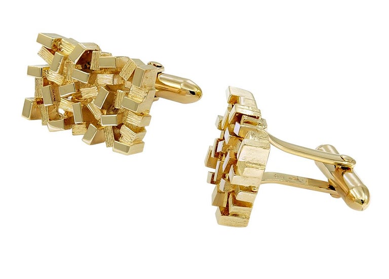 Men's Gold Brutalist Cufflinks For Sale