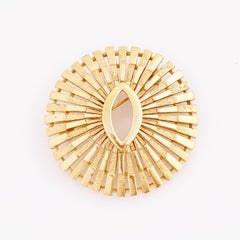 Gold Brutalist Sunburst Brooch By Crown Trifari, 1960s