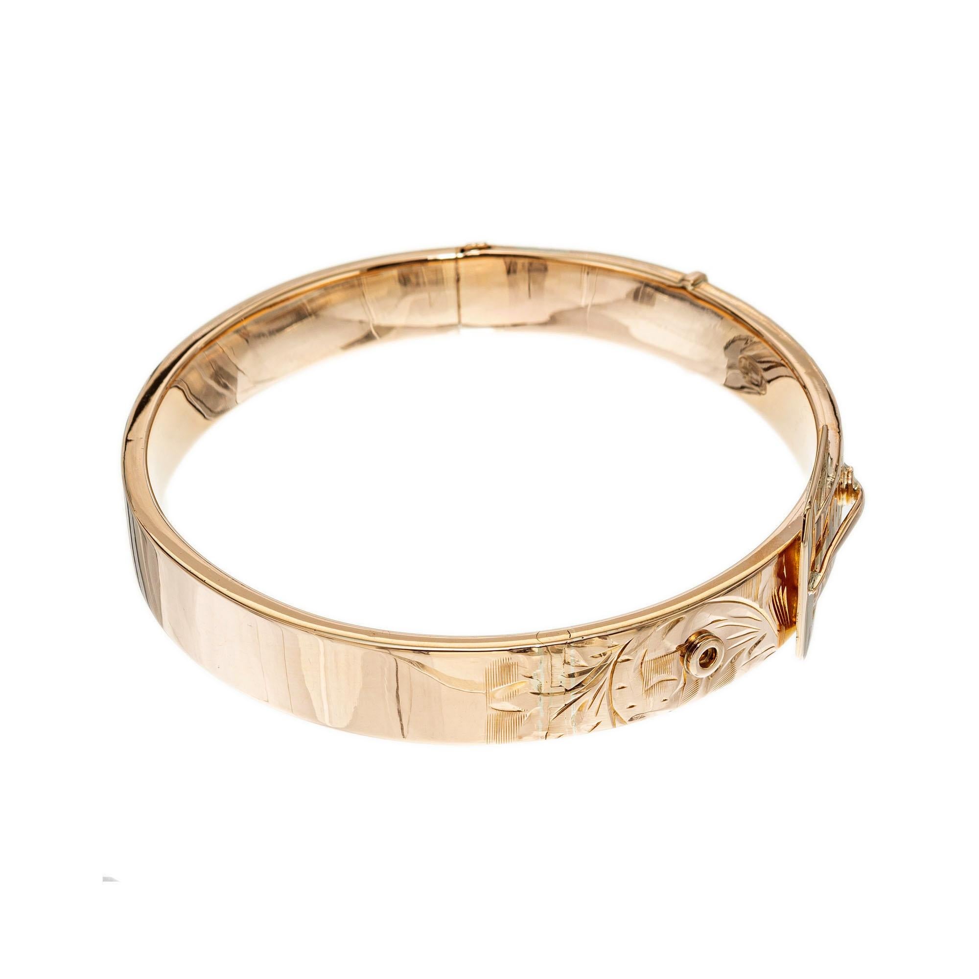 Gold Buckle Hinged Bangle Bracelet 2