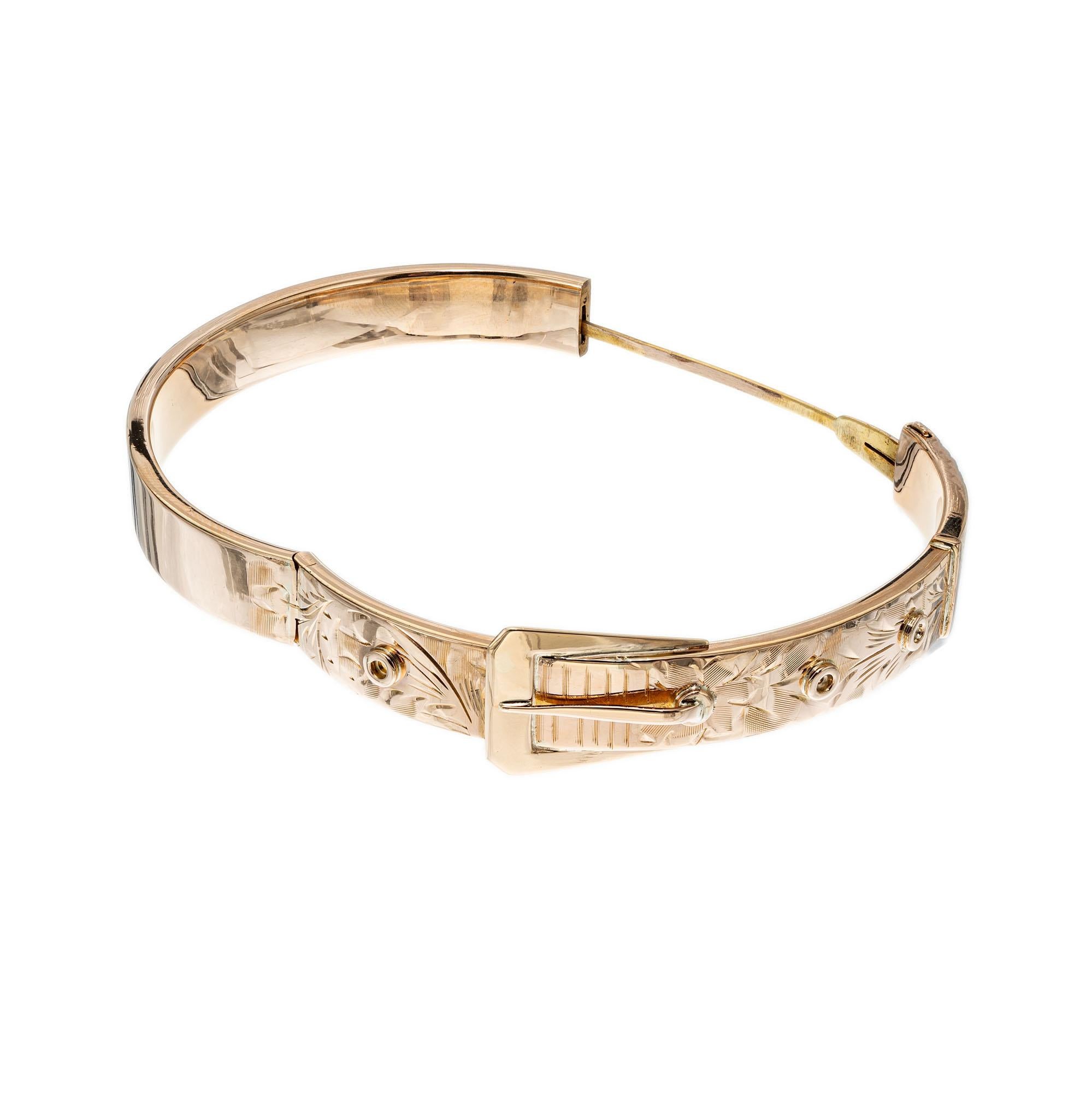 Gold Buckle Hinged Bangle Bracelet 3