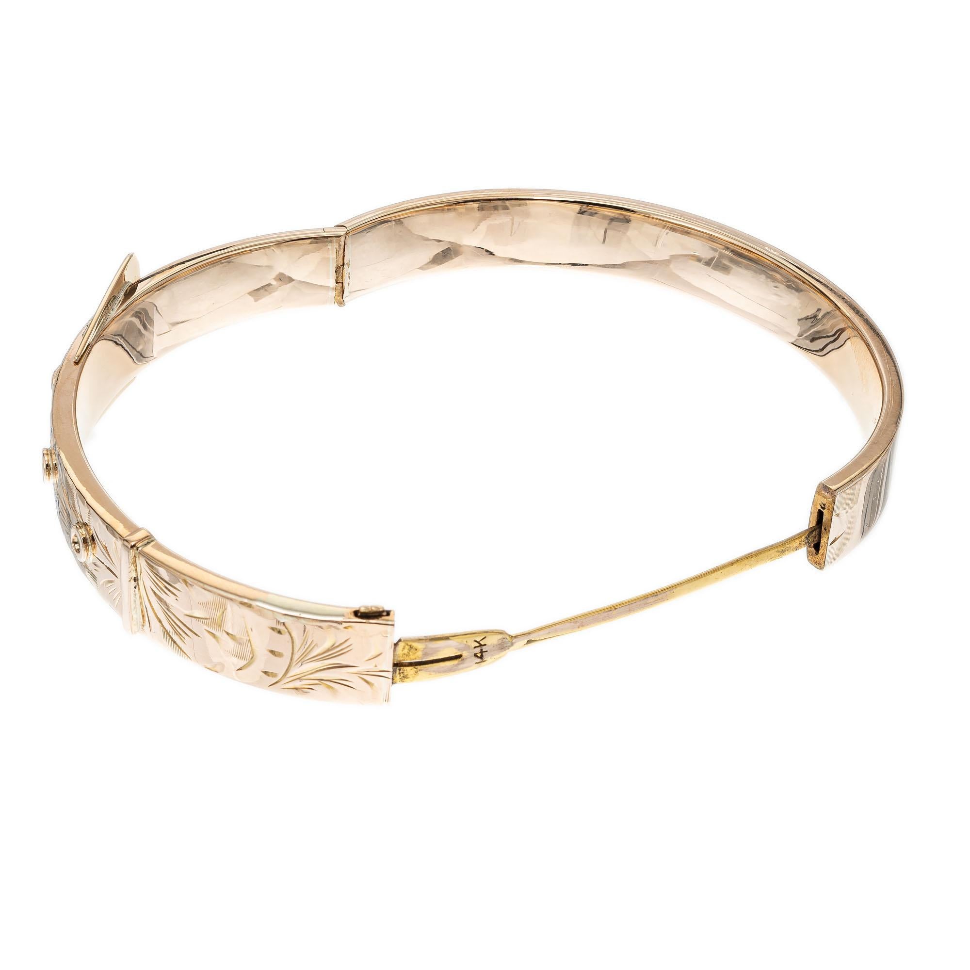 Gold Buckle Hinged Bangle Bracelet 4