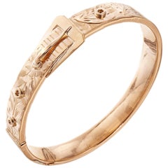 Gold Buckle Hinged Bangle Bracelet