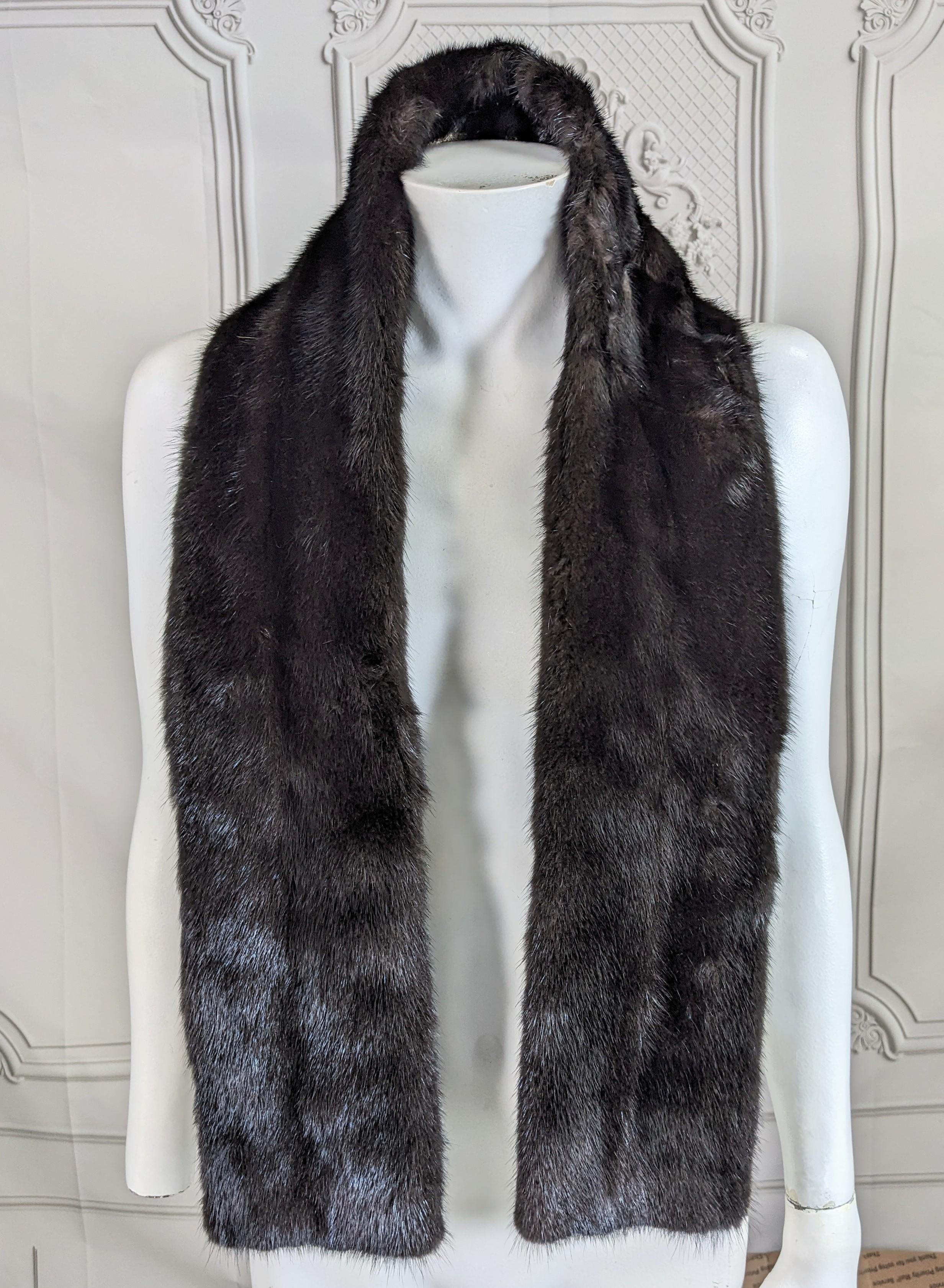Gold Bullion, Crystal and Faux Pearl Embroidered Mink Scarf  For Sale 5